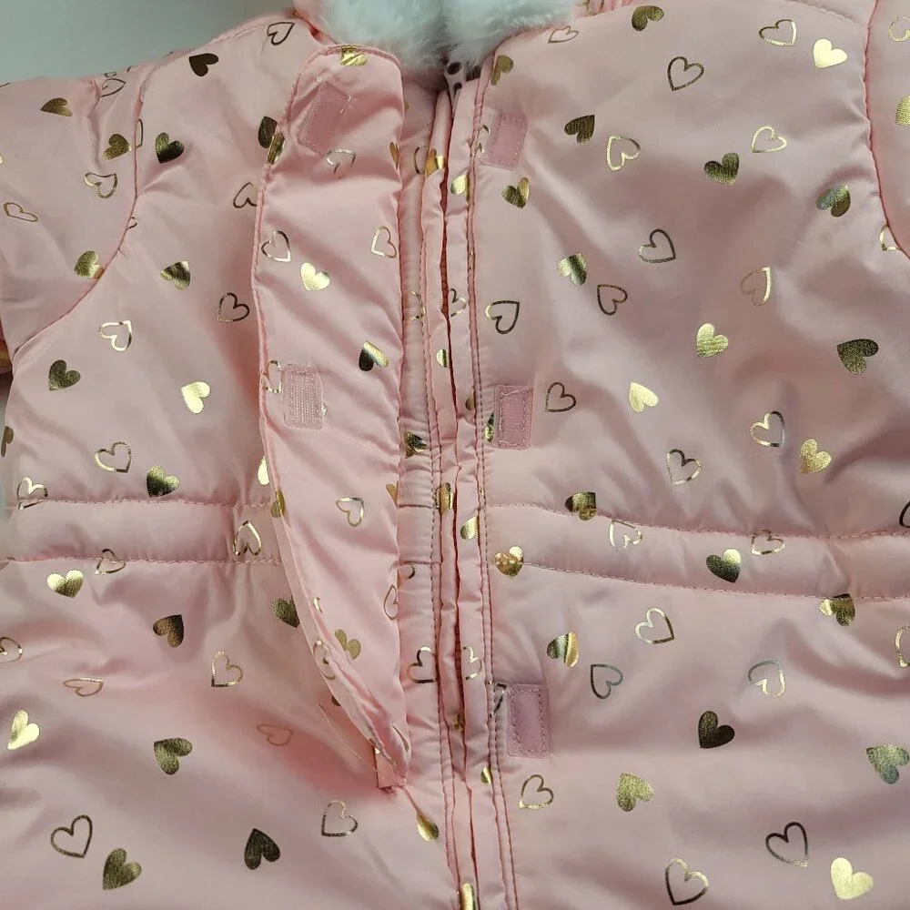 The Children’s Place Baby Girl Heart Snowsuit Pink Gold